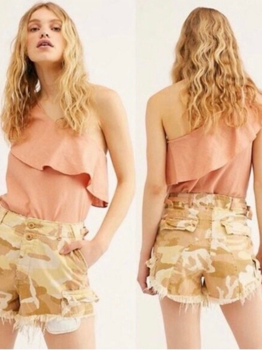 #710 We The Free Cimmander Cut off Camo Desert Combo Shorts